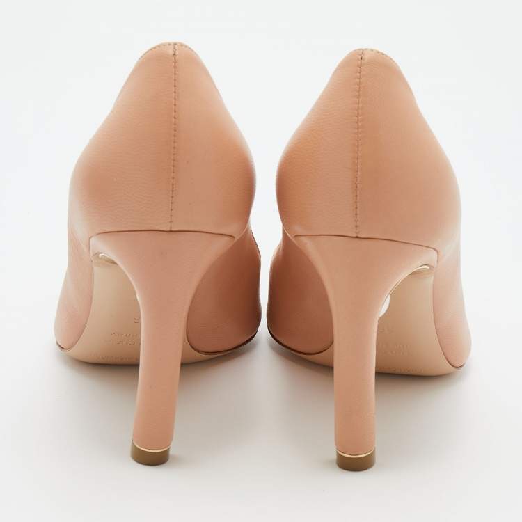 Pre Owned Nicholas Kirkwood Beige Leather Pearl Embellished Pointed Toe Pumps Size 36