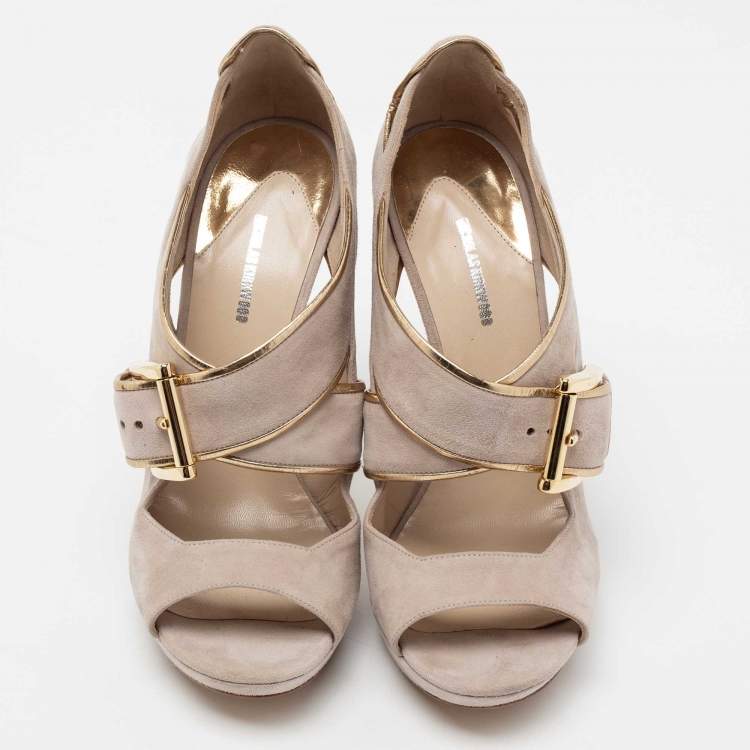 Pre Owned Nicholas Kirkwood Grey Suede Open Toe Platform Sandals Size 38