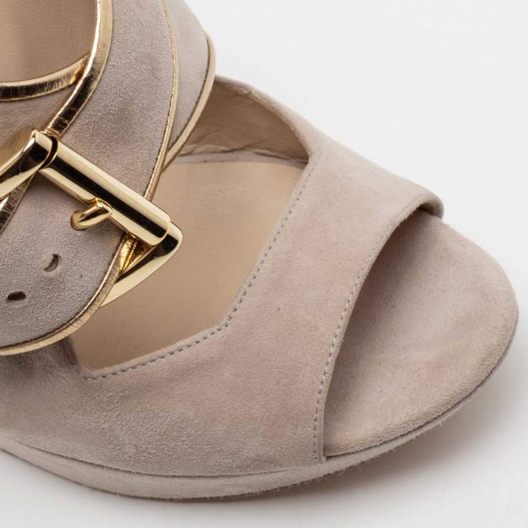 Pre Owned Nicholas Kirkwood Grey Suede Open Toe Platform Sandals Size 38
