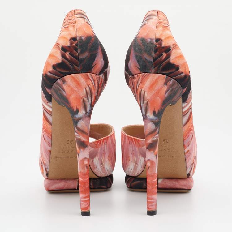 Pre Owned Nicholas Kirkwood Multicolor Satin Peep Toe D'orsay Platform Pumps Size 39