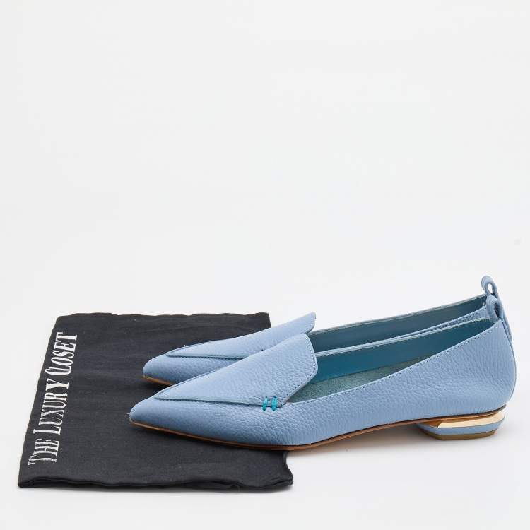 Pre Owned Nicholas Kirkwood Blue Leather Beya Loafers Size 36.5