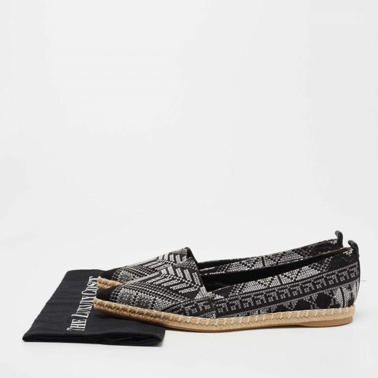 Pre Owned Nicholas Kirkwood Black/White Embroidered Fabric Mexican Pointed Toe Espadrille Flats Size 40