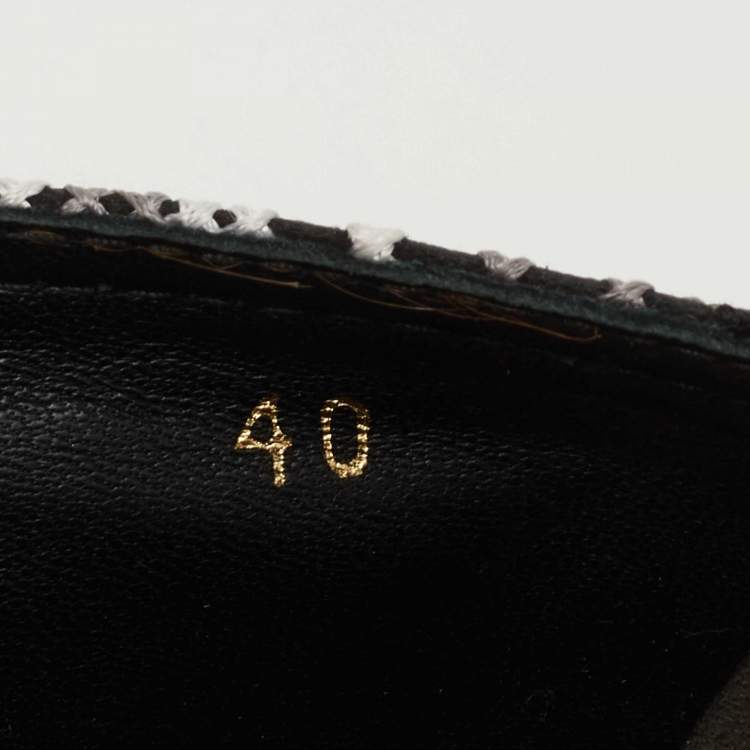 Pre Owned Nicholas Kirkwood Black/White Embroidered Fabric Mexican Pointed Toe Espadrille Flats Size 40
