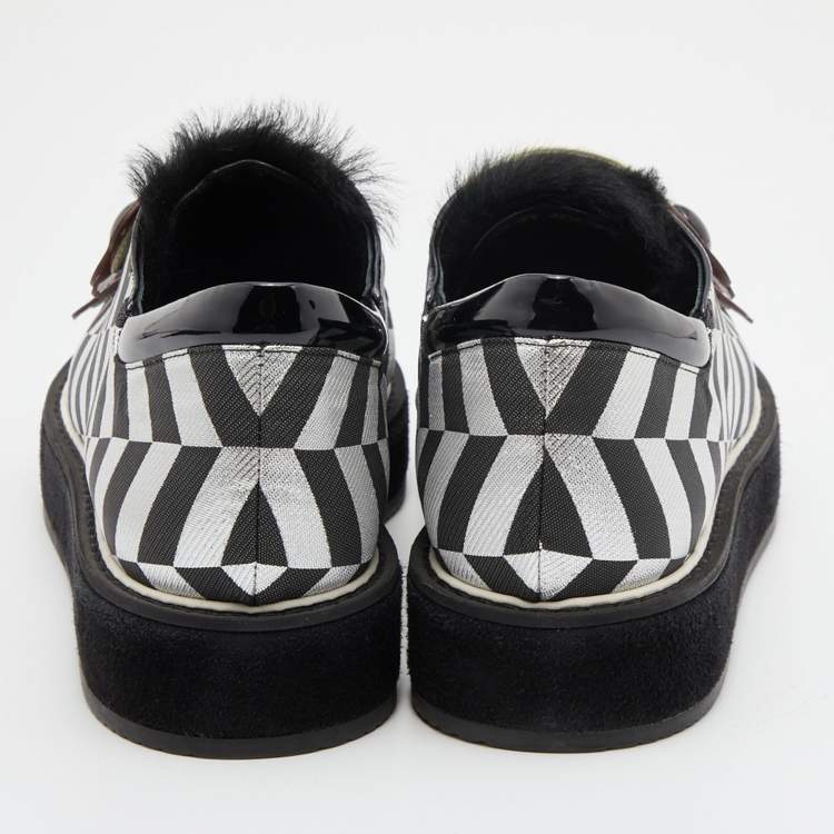 Pre Owned Nicholas Kirkwood Multicolor Patent Leather, Fur and Fabric Slip On Sneakers Size 40