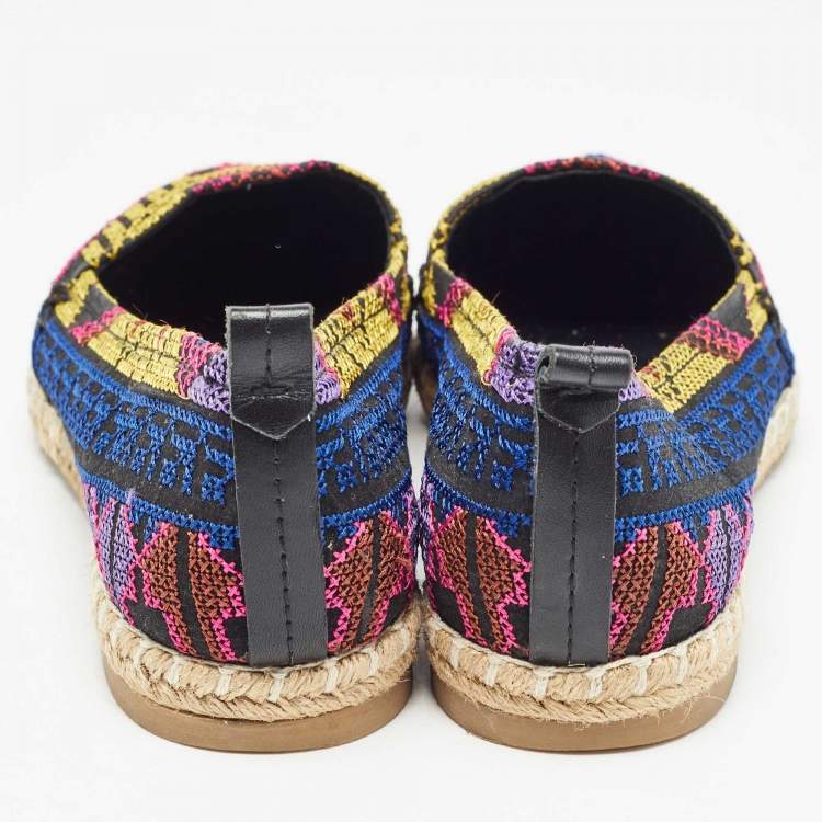 Pre Owned Nicholas Kirkwood Multicolor Canvas Embroidered Mexican Pointed Toe Espadrilles Size 37