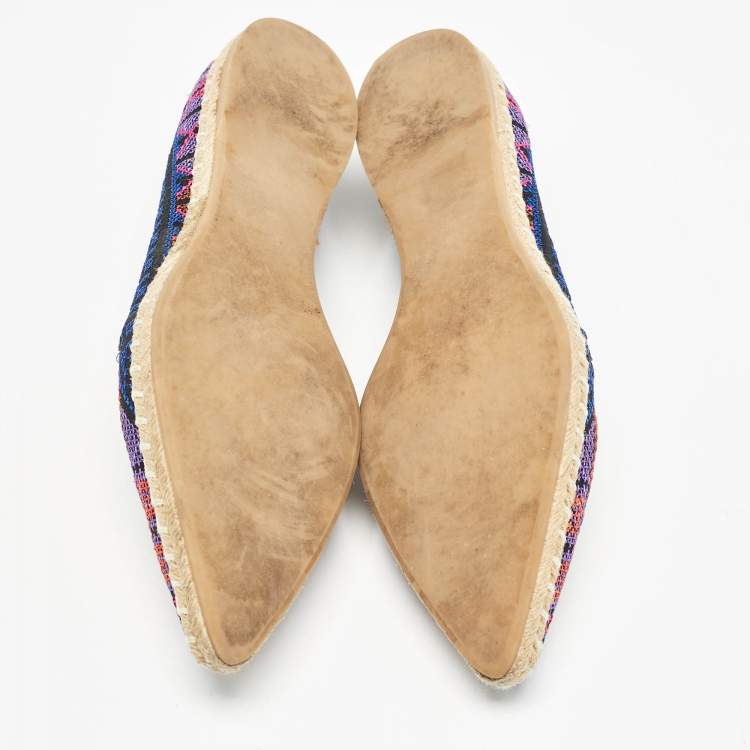 Pre Owned Nicholas Kirkwood Multicolor Canvas Embroidered Mexican Pointed Toe Espadrilles Size 37