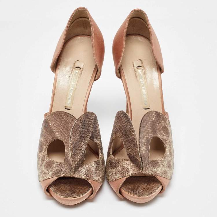 Pre Owned Nicholas Kirkwood Tricolor Textured Leather and Satin Sandals Size 35.5