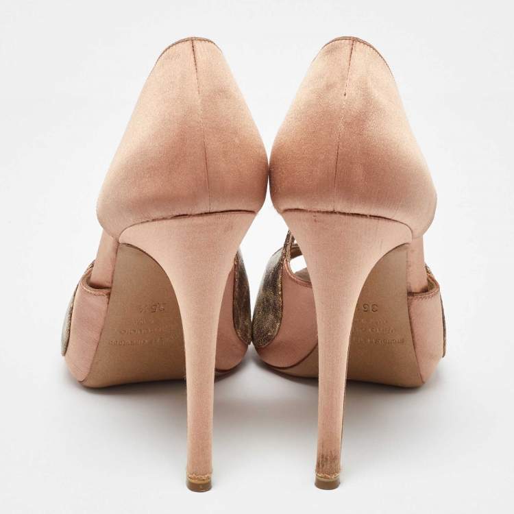 Pre Owned Nicholas Kirkwood Tricolor Textured Leather and Satin Sandals Size 35.5