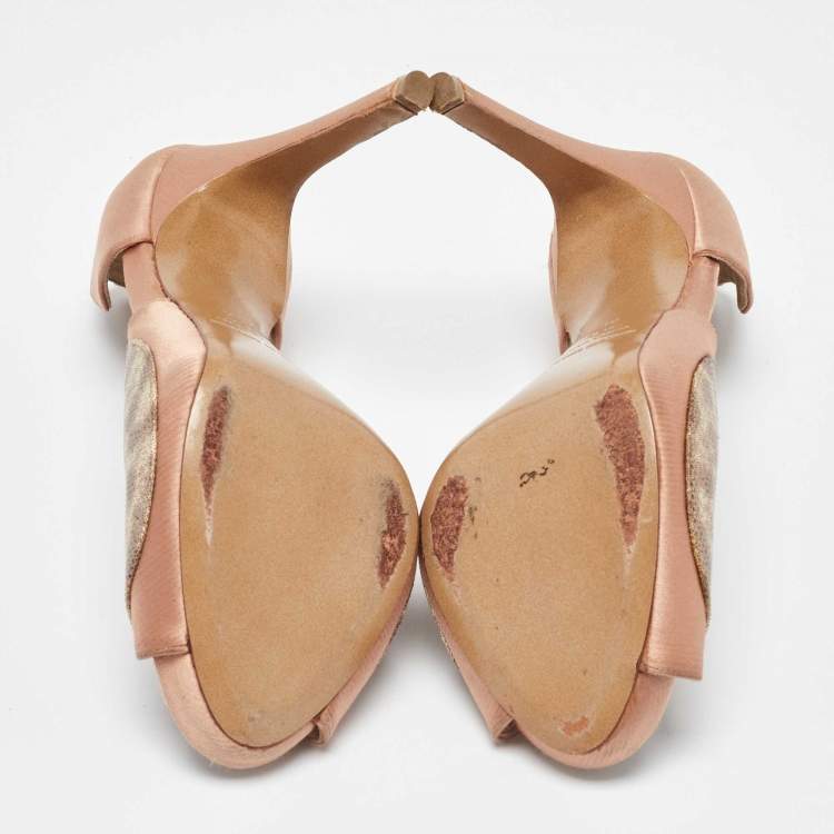 Pre Owned Nicholas Kirkwood Tricolor Textured Leather and Satin Sandals Size 35.5