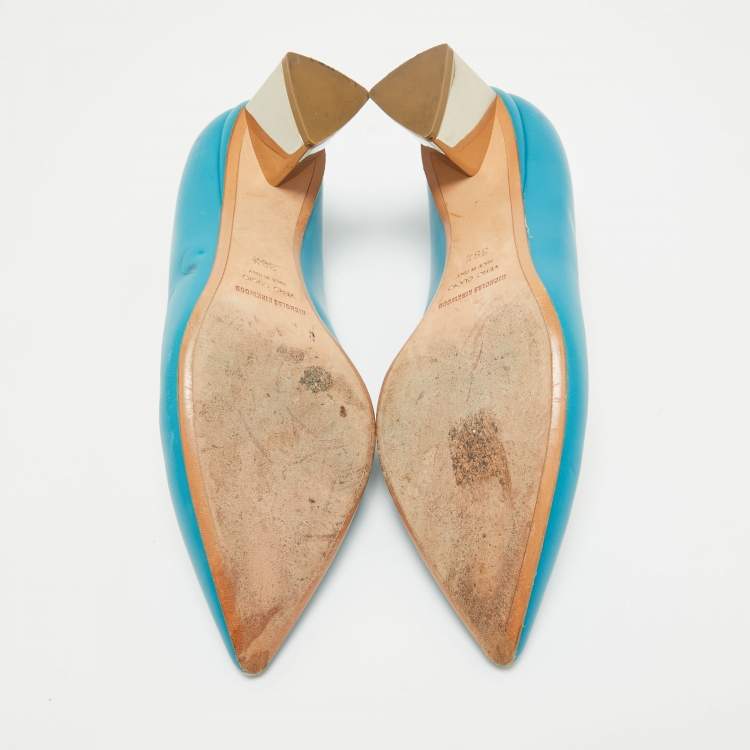 Pre Owned Nicholas Kirkwood Blue Leather Pointed Pumps Size 39.5