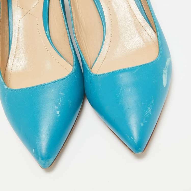 Pre Owned Nicholas Kirkwood Blue Leather Pointed Pumps Size 39.5
