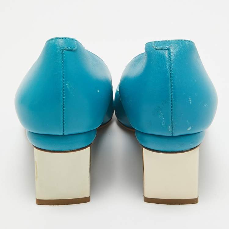 Pre Owned Nicholas Kirkwood Blue Leather Pointed Pumps Size 39.5