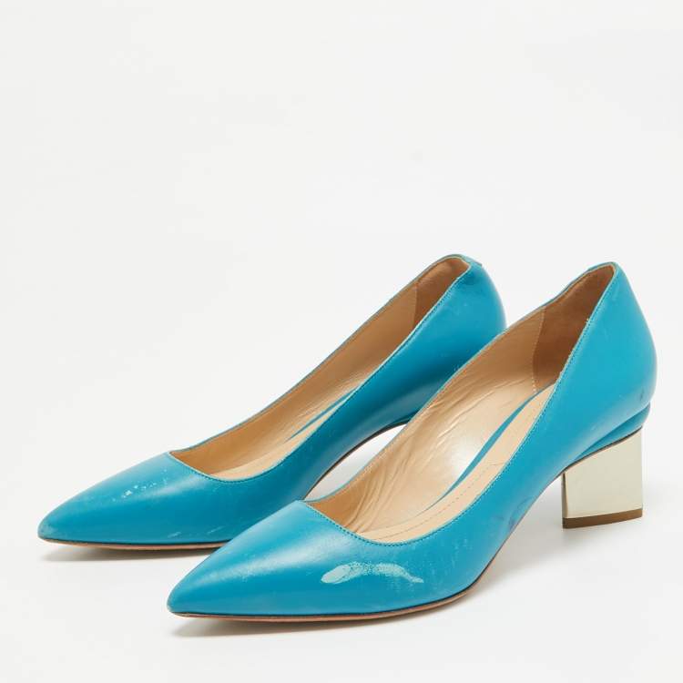 Pre Owned Nicholas Kirkwood Blue Leather Pointed Pumps Size 39.5