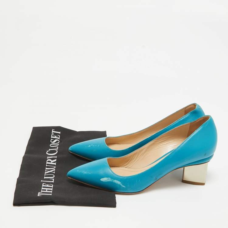 Pre Owned Nicholas Kirkwood Blue Leather Pointed Pumps Size 39.5