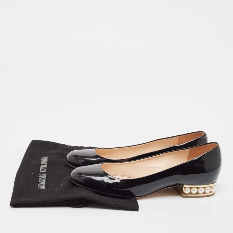 Pre Owned Nicholas Kirkwood Black Patent Leather Ballet Flats Size 38