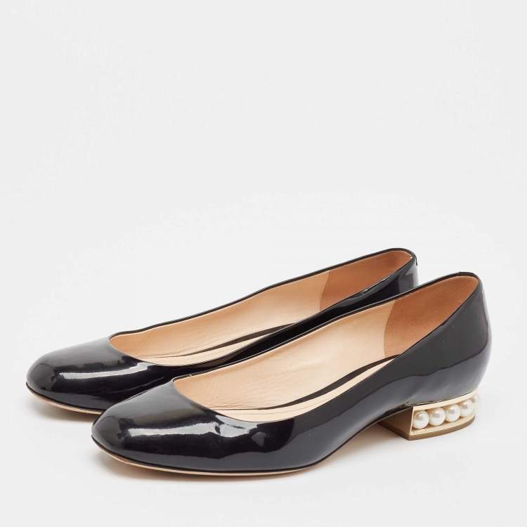 Pre Owned Nicholas Kirkwood Black Patent Leather Ballet Flats Size 38