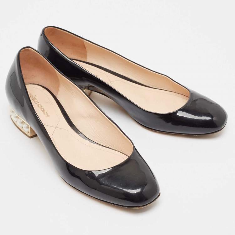 Pre Owned Nicholas Kirkwood Black Patent Leather Ballet Flats Size 38