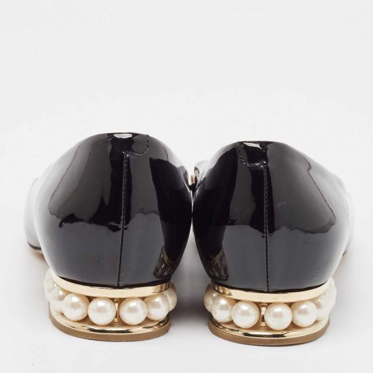 Pre Owned Nicholas Kirkwood Black Patent Leather Ballet Flats Size 38