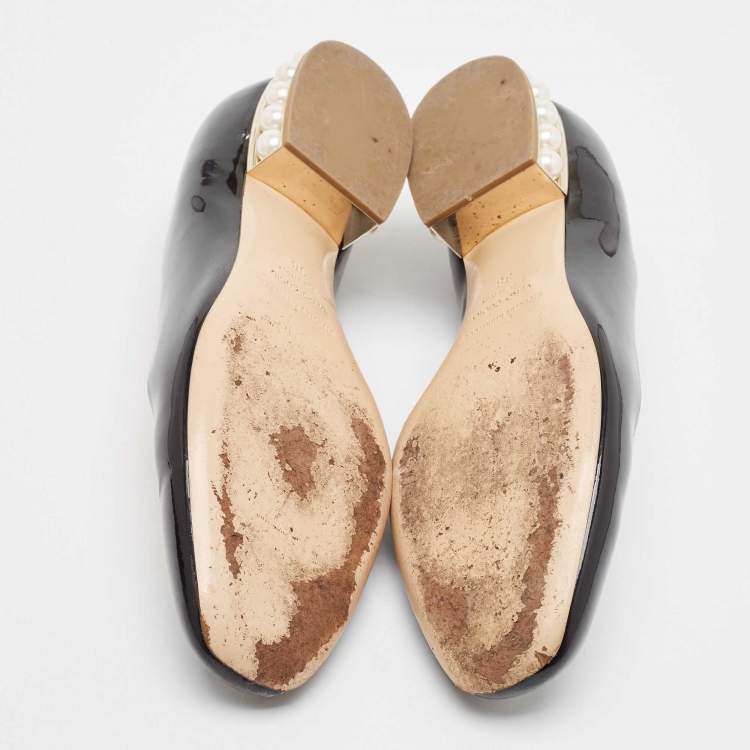 Pre Owned Nicholas Kirkwood Black Patent Leather Ballet Flats Size 38
