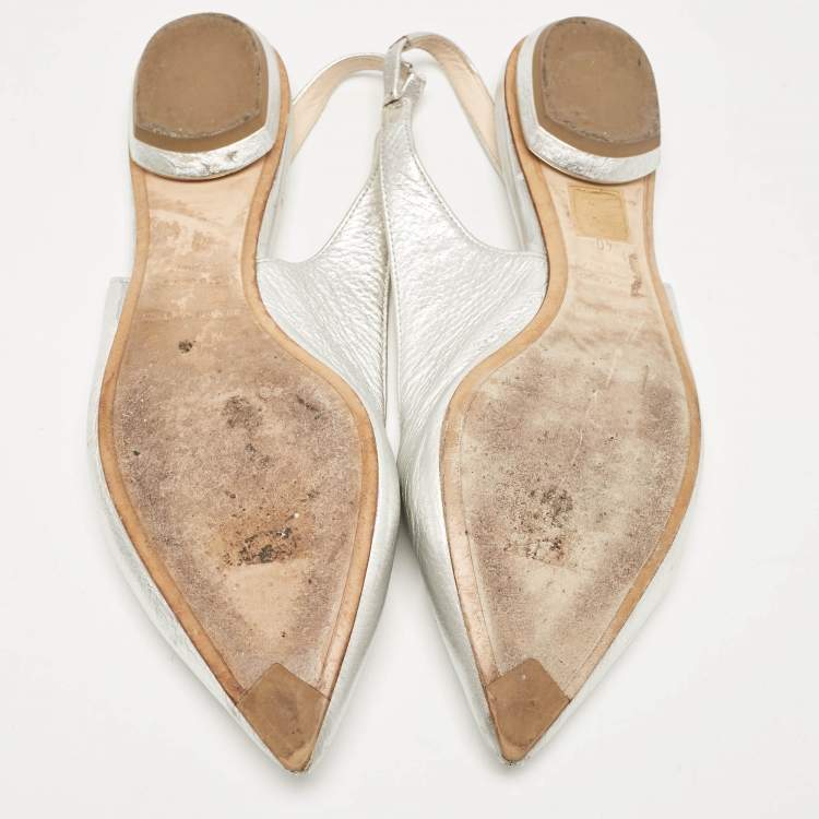 Pre Owned Nicholas Kirkwood Silver Leather Beya Flat Sandals Size 40