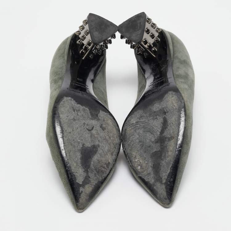 Pre Owned Nicholas Kirkwood Green Suede Studded Pumps Size 39