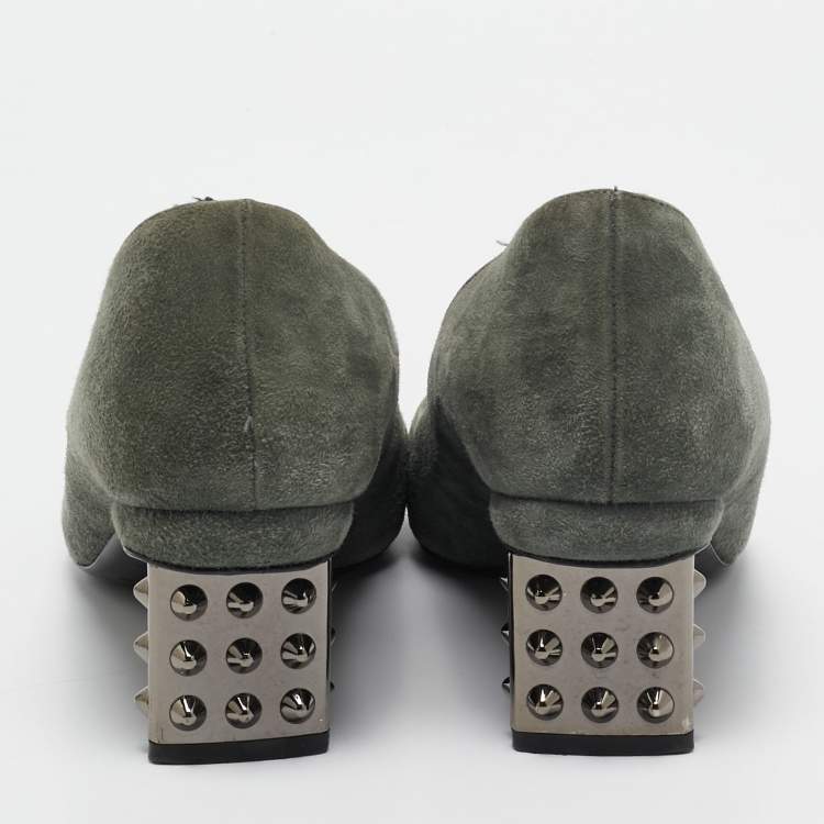 Pre Owned Nicholas Kirkwood Green Suede Studded Pumps Size 39