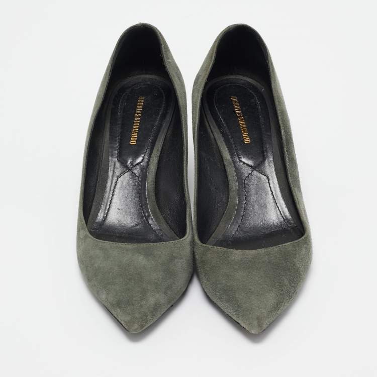Pre Owned Nicholas Kirkwood Green Suede Studded Pumps Size 39