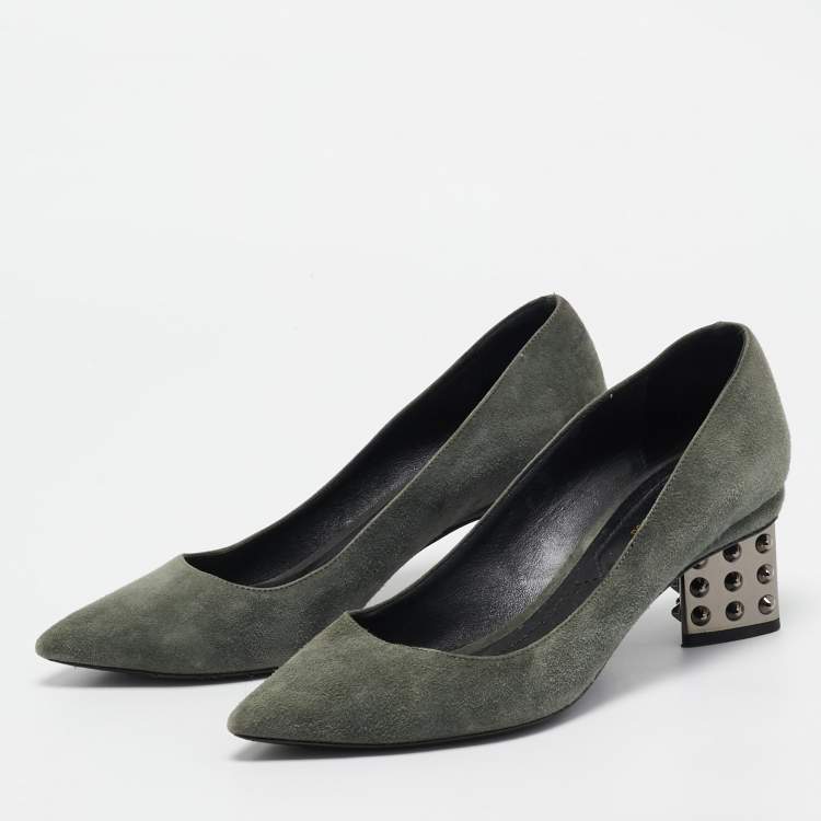 Pre Owned Nicholas Kirkwood Green Suede Studded Pumps Size 39