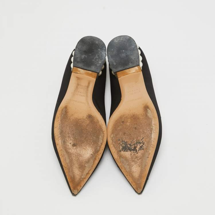 Pre Owned Nicholas Kirkwood Black Canvas Slip On Smoking Slippers Size 39