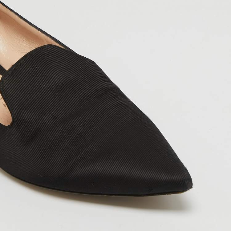 Pre Owned Nicholas Kirkwood Black Canvas Slip On Smoking Slippers Size 39