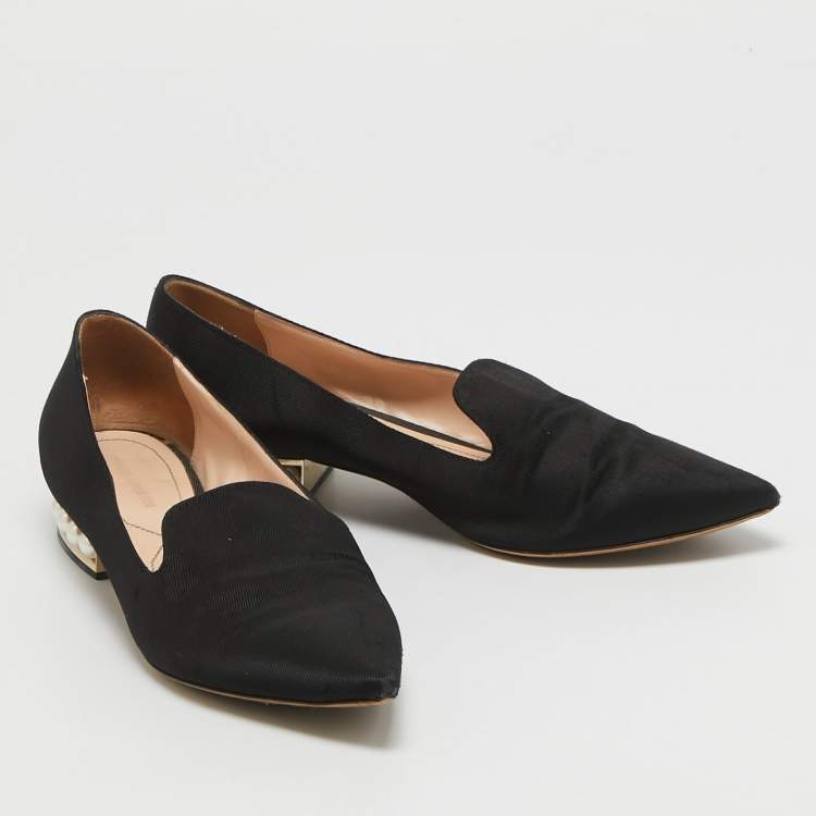 Pre Owned Nicholas Kirkwood Black Canvas Slip On Smoking Slippers Size 39