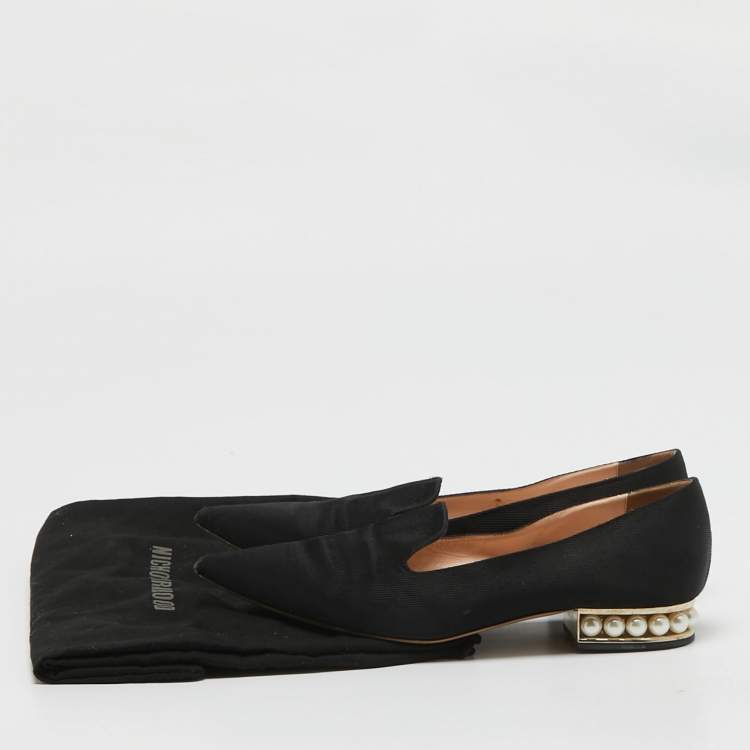 Pre Owned Nicholas Kirkwood Black Canvas Slip On Smoking Slippers Size 39