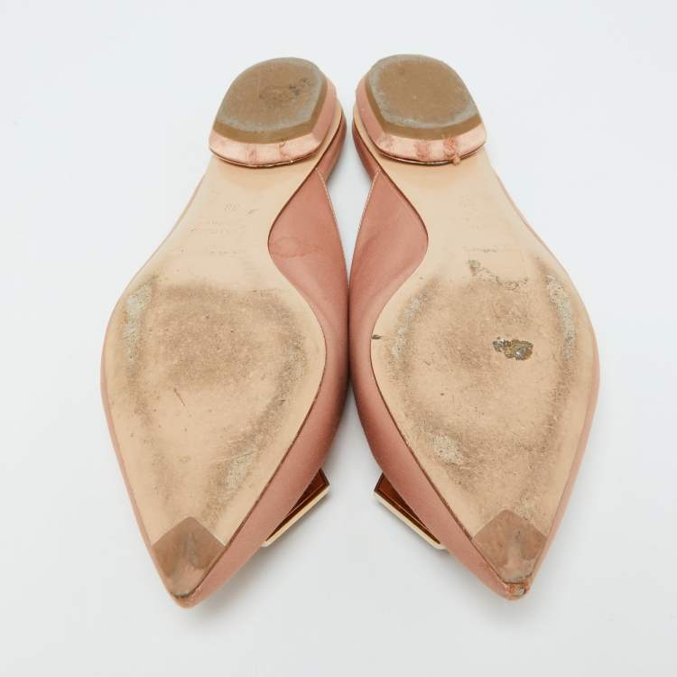 Pre Owned Nicholas Kirkwood Beige Satin Eden Crystal Embellished Flat Mules Size 39