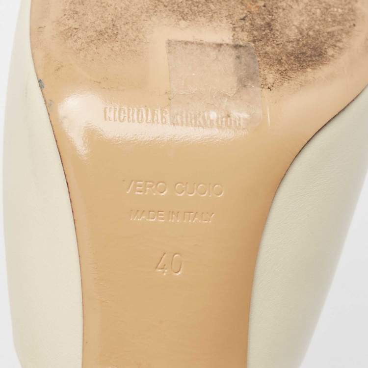 Pre Owned Nicholas Kirkwood Cream Leather Sandals Size 40