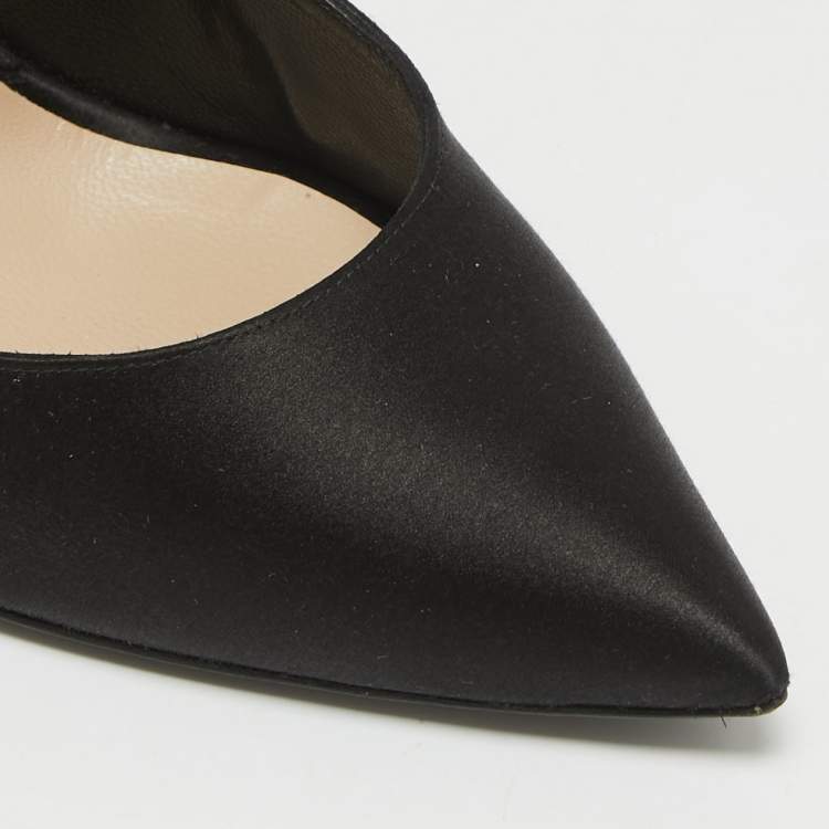 مملوكة مسبقًا Nicholas Kirkwood Black Satin Faux Pearl Detail Pumps Size 40
