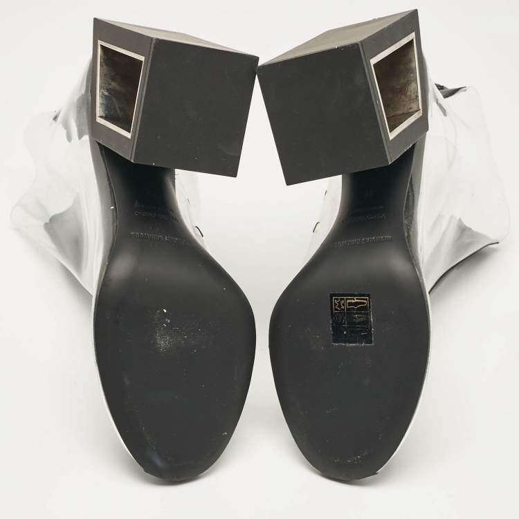 Pre Owned Nicholas Kirkwood Black Rubber and PVC Void Boots Size 39
