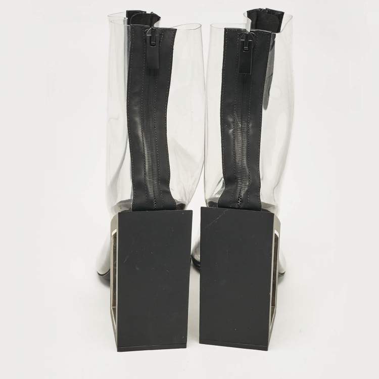 Pre Owned Nicholas Kirkwood Black Rubber and PVC Void Boots Size 39
