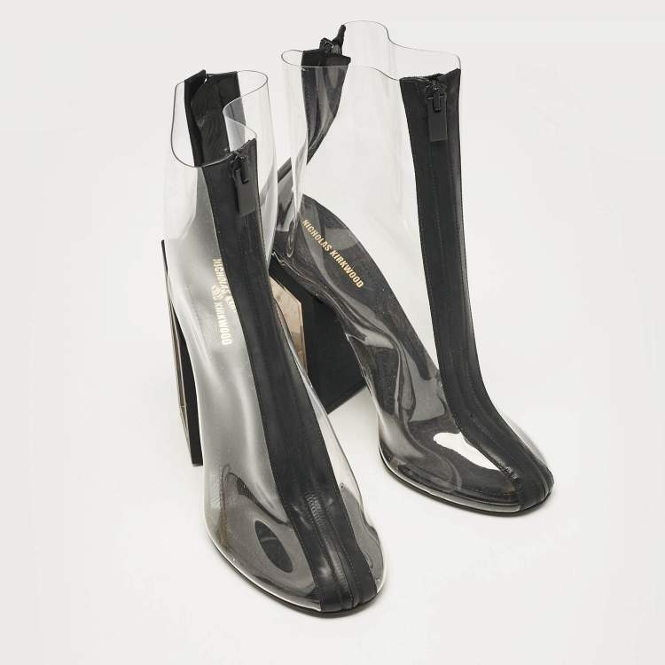 Pre Owned Nicholas Kirkwood Black Rubber and PVC Void Boots Size 39