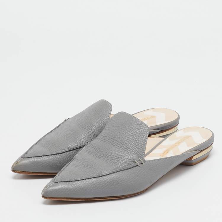 Pre Owned Nicholas Kirkwood Grey Leather Beya Mules Size 40