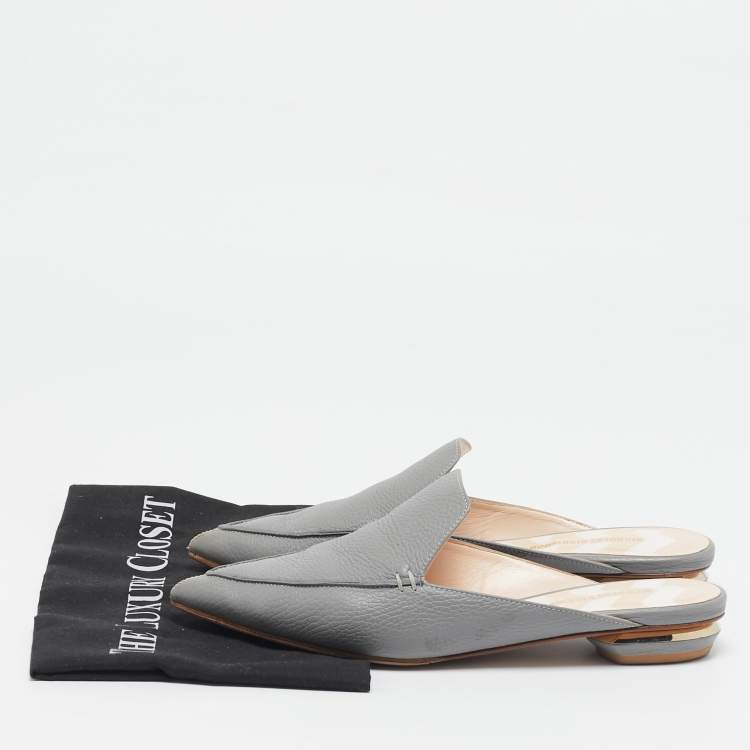 Pre Owned Nicholas Kirkwood Grey Leather Beya Mules Size 40