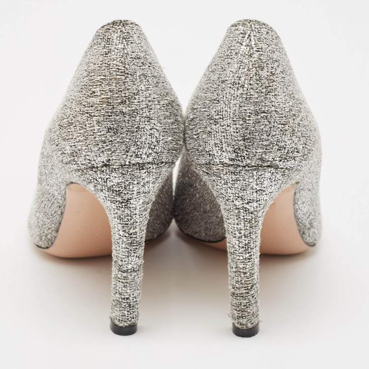 Pre Owned Nicholas Kirkwood Grey Tweed Hexagon Pointed Toe Pumps Size 38
