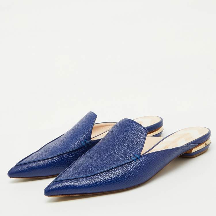 Pre Owned Nicholas Kirkwood Blue Leather Beya Pointed Toe Mules Size 40