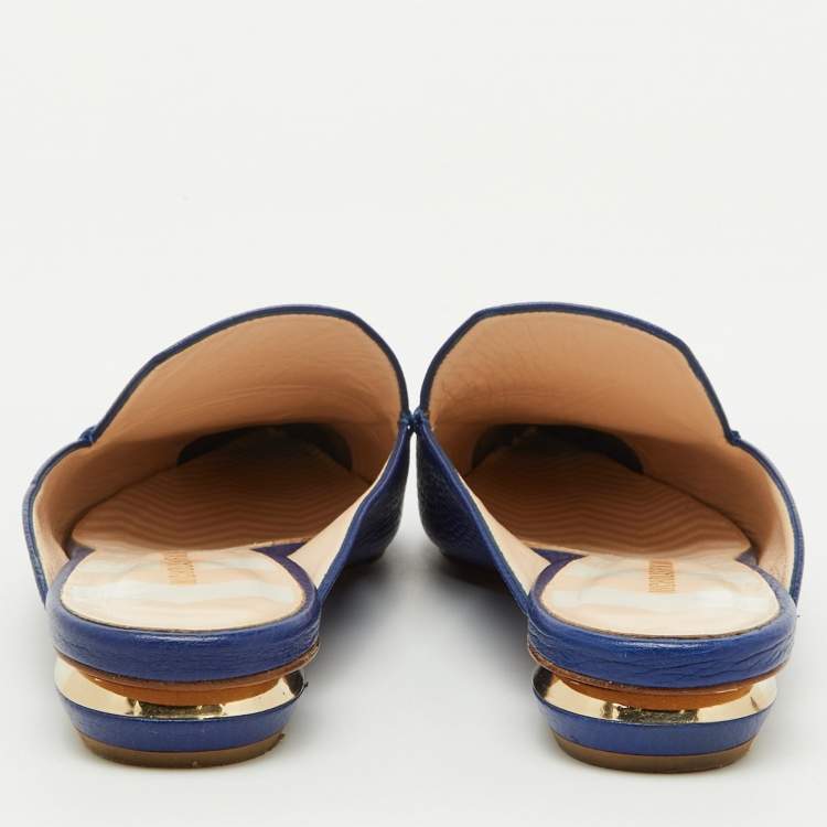 Pre Owned Nicholas Kirkwood Blue Leather Beya Pointed Toe Mules Size 40