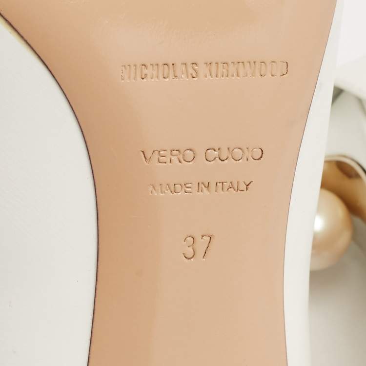 Pre Owned Nicholas Kirkwood White Leather Pointed Toe Mules Size 37