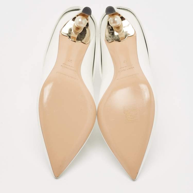 Pre Owned Nicholas Kirkwood White Leather Pointed Toe Mules Size 37