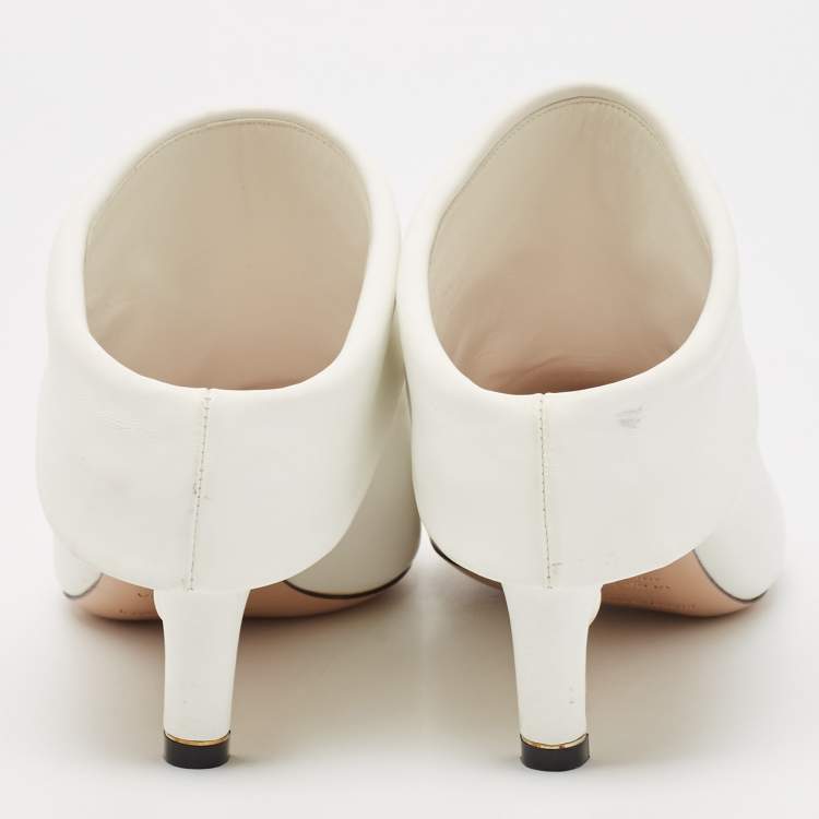 Pre Owned Nicholas Kirkwood White Leather Pointed Toe Mules Size 37