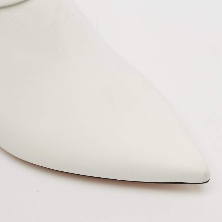 Pre Owned Nicholas Kirkwood White Leather Pointed Toe Mules Size 37
