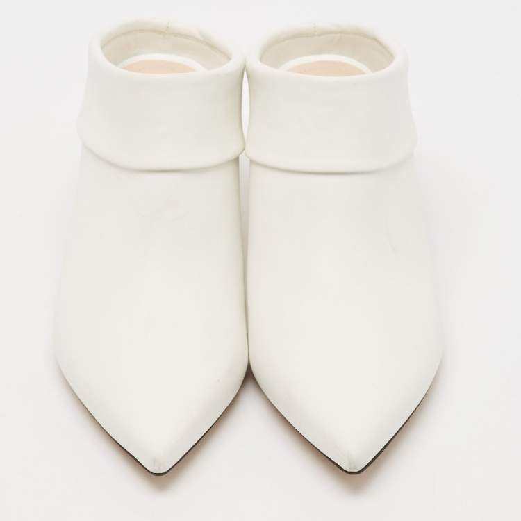 Pre Owned Nicholas Kirkwood White Leather Pointed Toe Mules Size 37