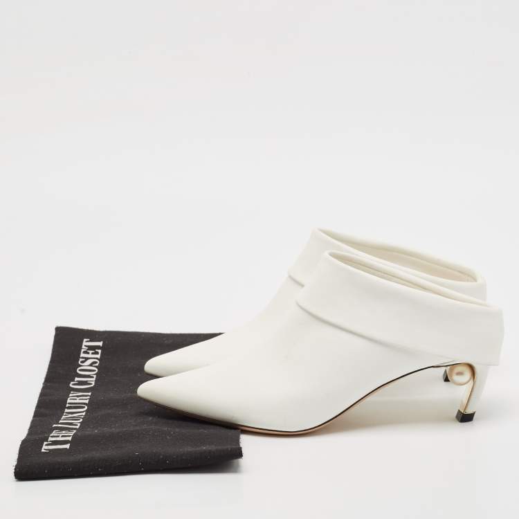 Pre Owned Nicholas Kirkwood White Leather Pointed Toe Mules Size 37
