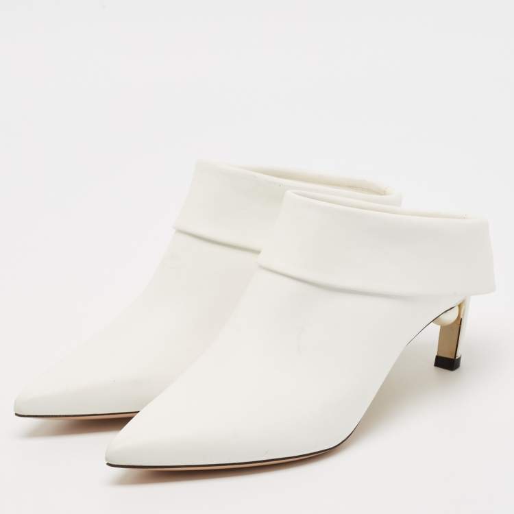 Pre Owned Nicholas Kirkwood White Leather Pointed Toe Mules Size 37
